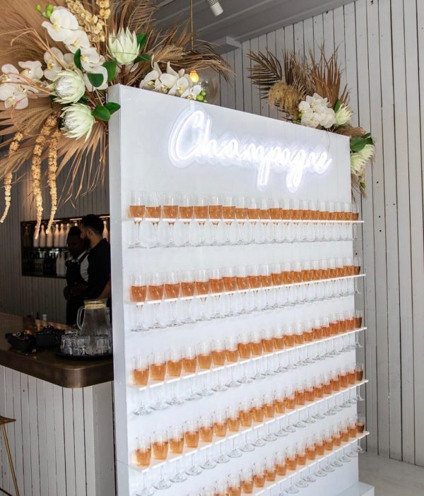 champagne wall wih florals