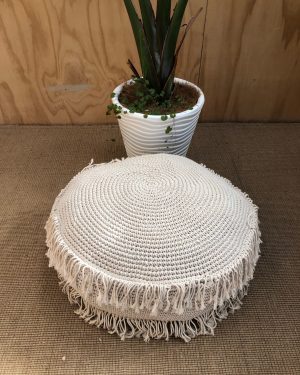 fringed pouf for rent