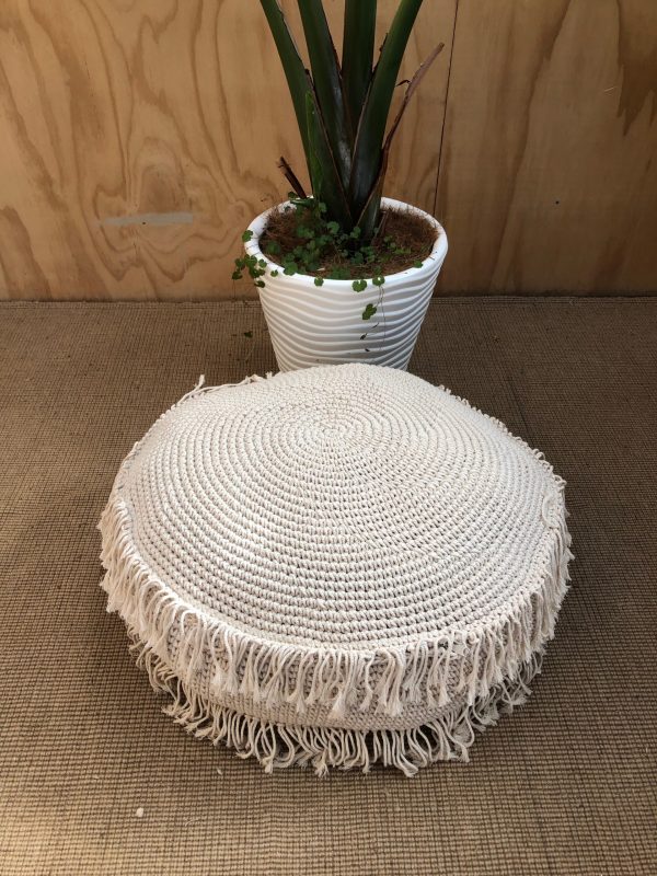 fringed pouf for rent