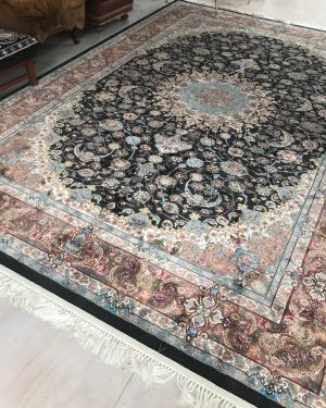 pure blue black persian rug