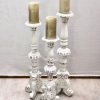 set of 3 white wooden candles