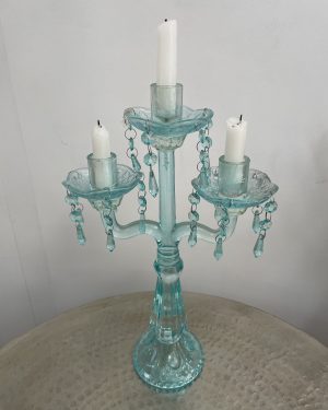 turquoise glass candelabra for rent