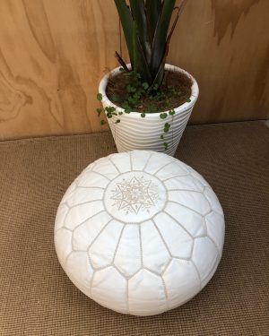 white leather pouf for rent