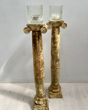 Gold Tall Candles x 2