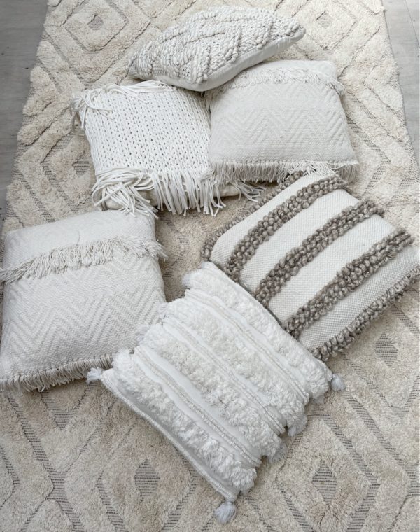 White textured Cushions x 6