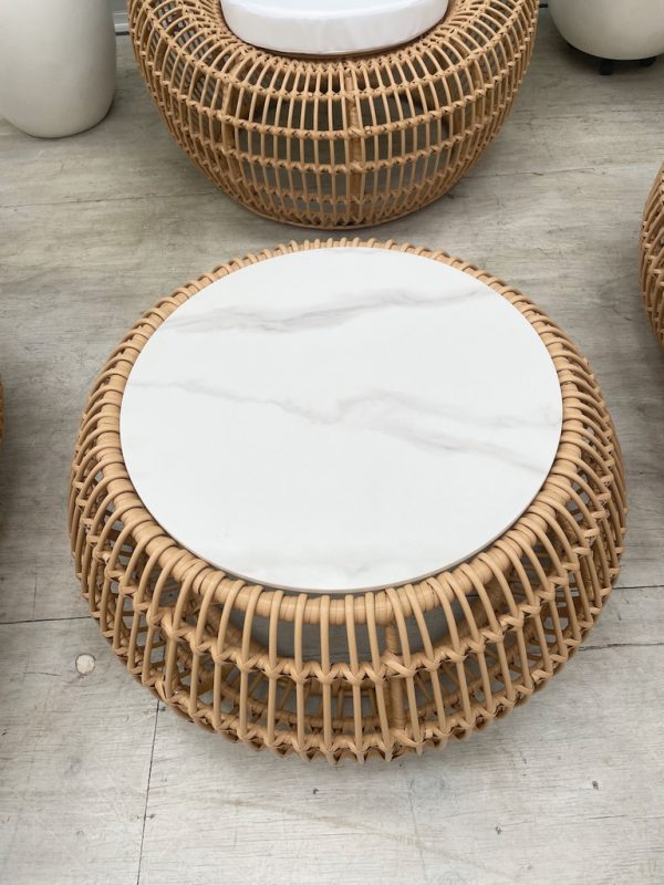 curved cane coffee table