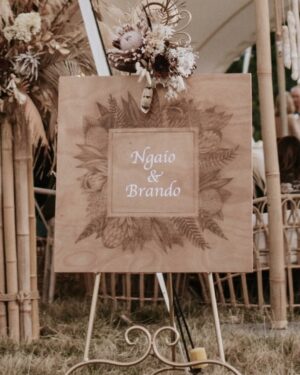 Wooden Sign with Dried Florals